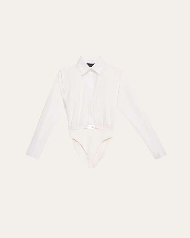The Bradshaw Button-Up Belted Bodysuit Shirt